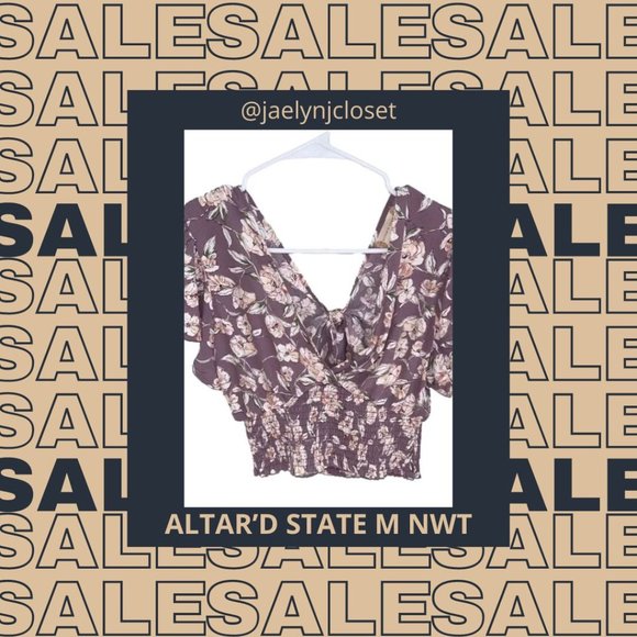 Altar'd State Tops - Altar’d State Purple Floral Cropped Blouse NWT